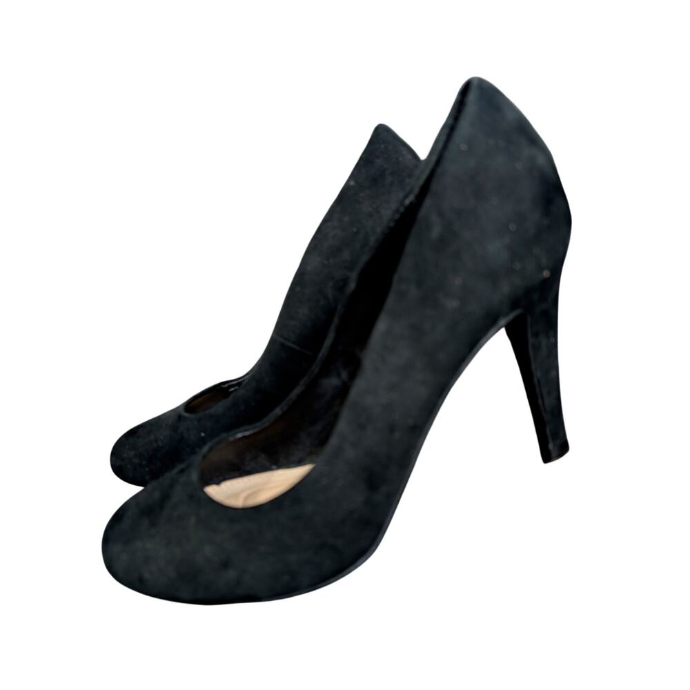 NWOT! KELLY & KATIE! BLACK SUEDE MICROFIBER ROUND TOE PUMPS, HEELS! SZ 9.5M